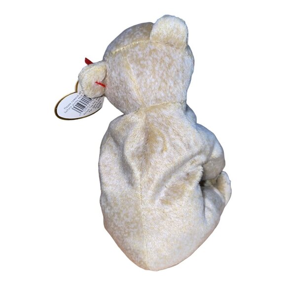 Ty Beanie Baby "Almond" Bear Plush Collectible Toy April 14 1999 Retired Cream T - Picture 3 of 9